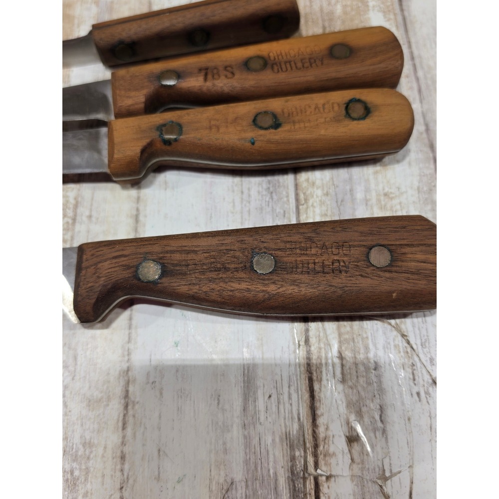Chicago Cutlery Vintage Knife Set Walnut Wood Handles‎ with Block 7-Piece Set - Picture 14 of 16